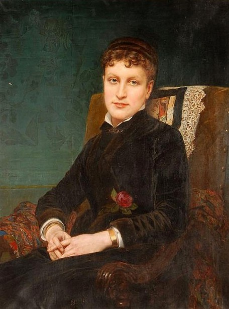 Young Woman In Black With A Red Rose
